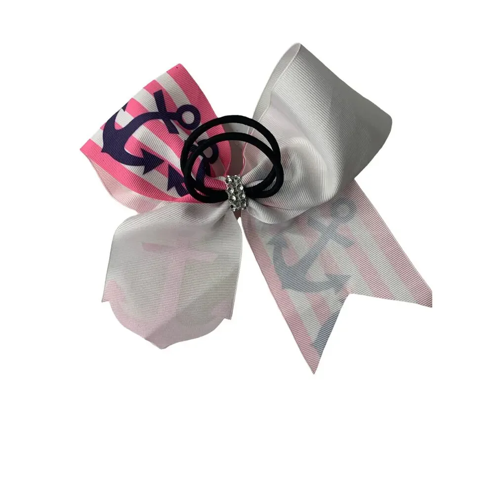 Pink & White Summer Hair Don't Care Anchor Hair Bow Girls'